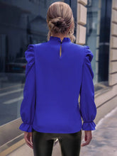 Frill Neck Flounce Sleeve Blouse